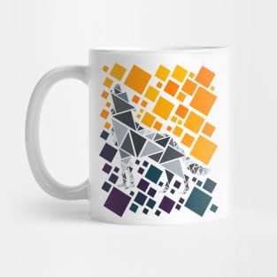 Geometric Wolf Design in Shades of Grey, Yellow and Purple Mug